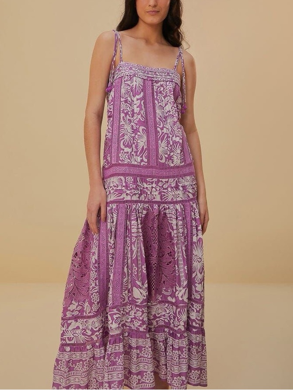 FARM Rio Sweet Garden Sleeveless Cotton Maxi Dress Sweet Garden Lilac XS